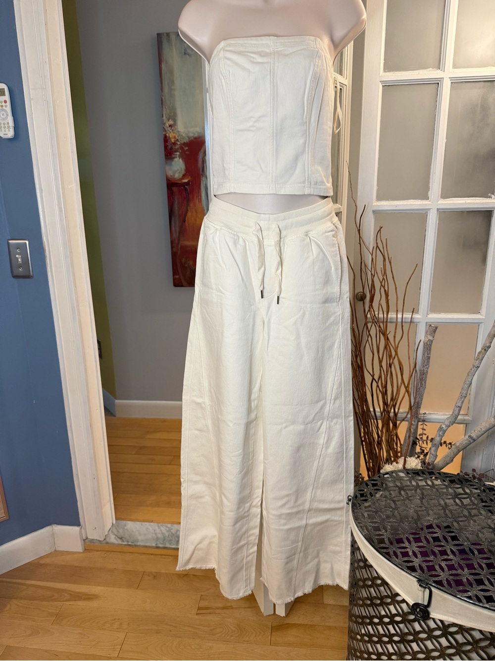 ✨Aerie Pale Yellow Wide LED Tube Corset Top Smocked Set XS/S✨